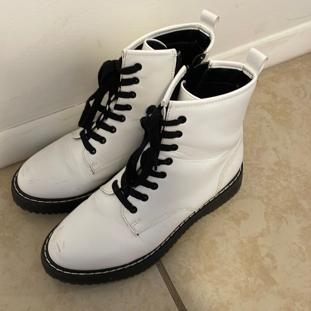 Steve Madden white combat boots